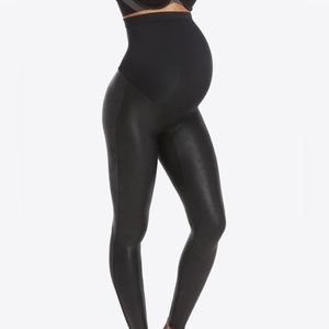 Spanx mama faux leather leggings